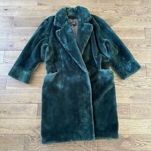 Rare Vintage Jean Philippe Ricifriar Made in France Faux Green Fur Long Coat L
